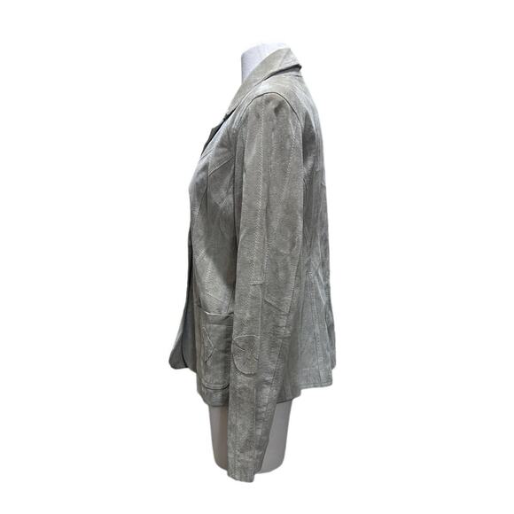 XOXO Suede Leather Hippie Jacket LG Cream/Lt Tan Stitch Detailing Boho Indie - Picture 4 of 13